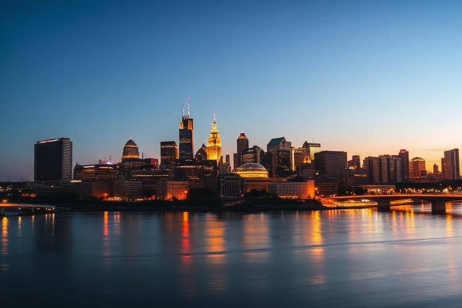 Philadelphia skyline at dusk